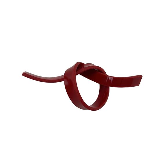 6 Vintage RETRO 70's Mod Cherry Red Formed Plastic "KNOT" Napkin Rings - Picture 4 of 4